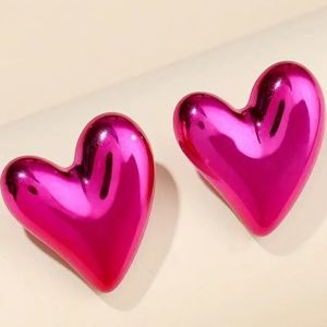 Oversized Pink Heart Earrings